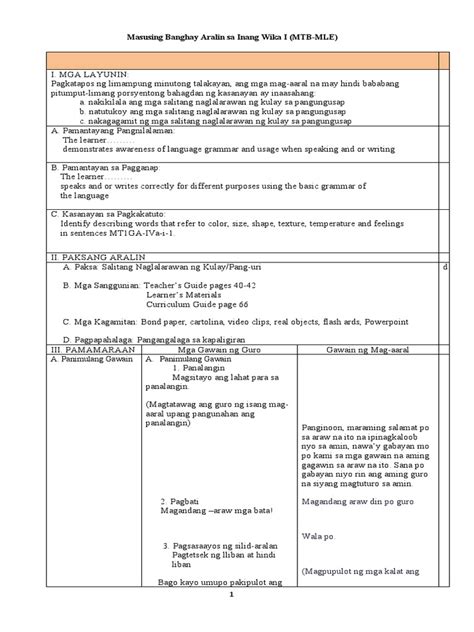 Detailed Lesson Plan MTB Pang Uri .